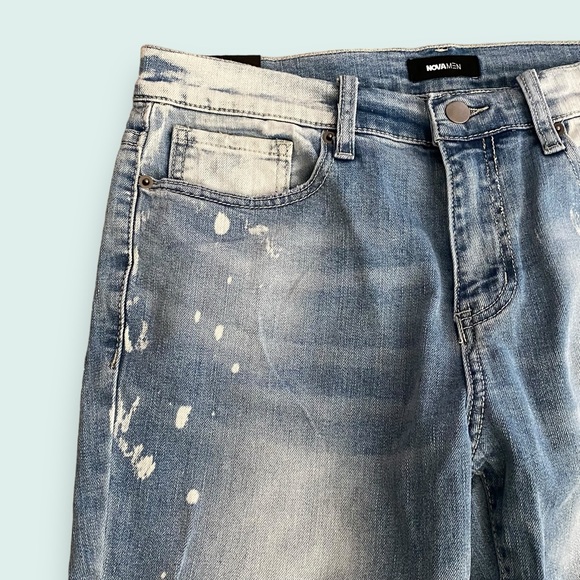 NWT Nova Man Owen Slim Taper Jeans SZ 30x32 Light Wash Destruction - Picture 9 of 16